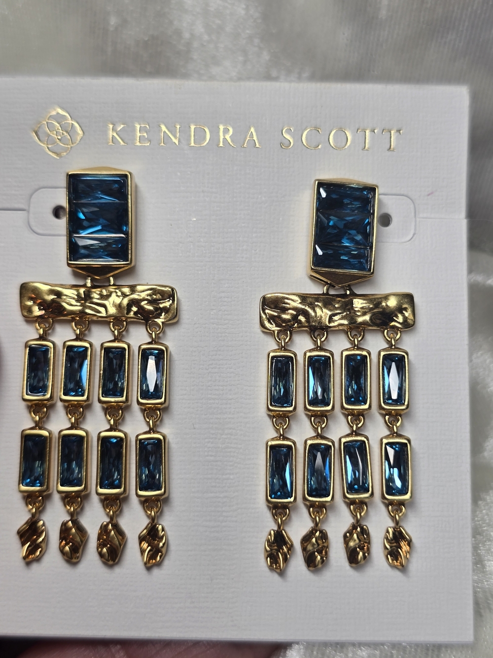 Kendra Scott Blue Crystal Gold "Jack" Chandelier Earrings